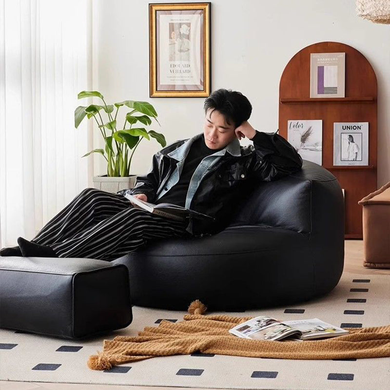 Sillón Decorativo Curvo Redondo EPS de Piel Sintética de Microfibra Escandinavo Contemporáneo con Respaldo para Sala de Estar