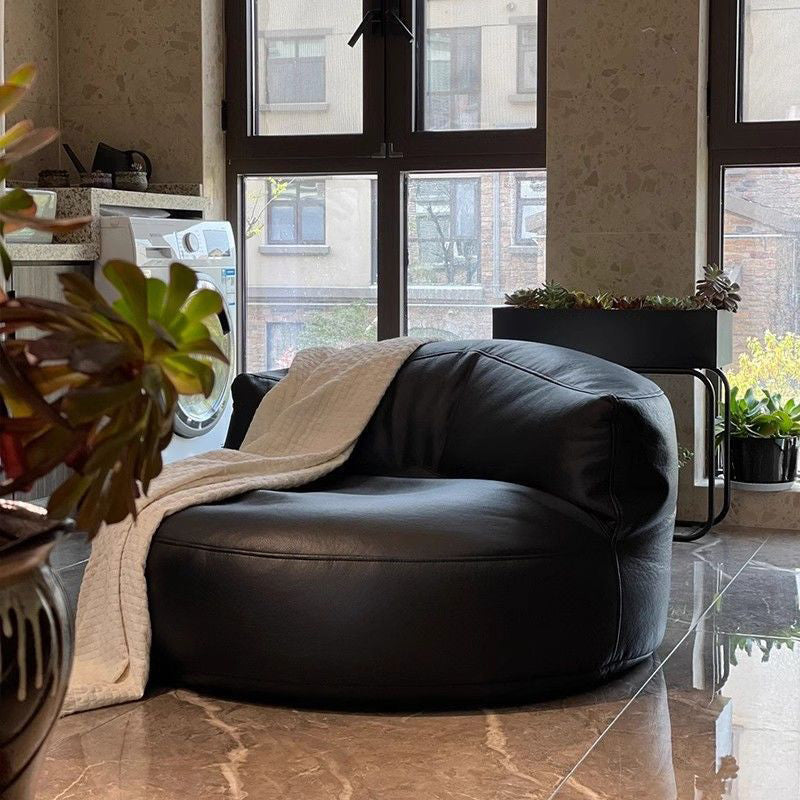 Sillón Decorativo Curvo Redondo EPS de Piel Sintética de Microfibra Escandinavo Contemporáneo con Respaldo para Sala de Estar