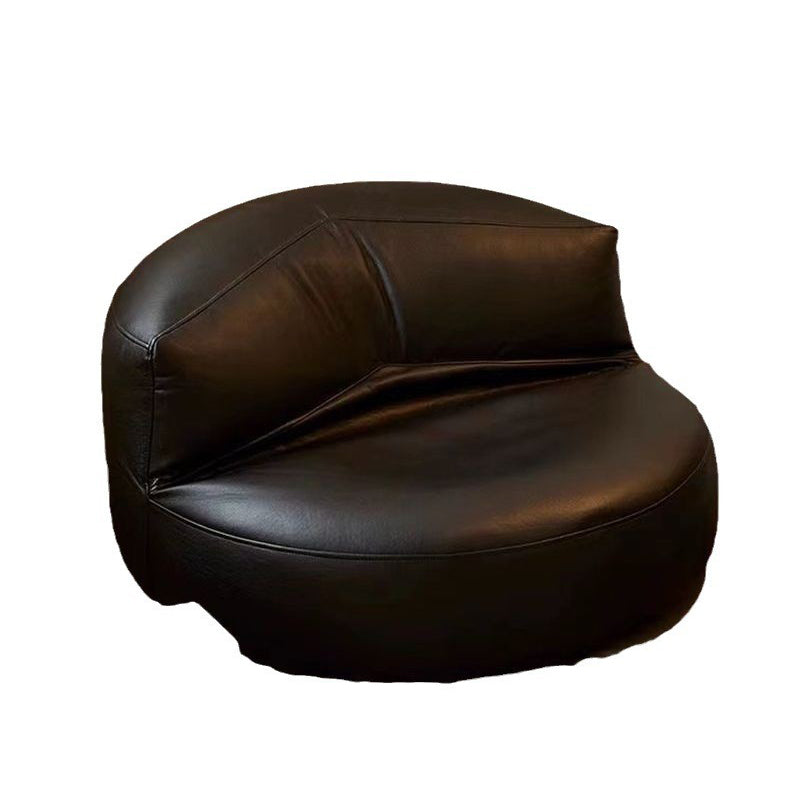 Sillón Decorativo Curvo Redondo EPS de Piel Sintética de Microfibra Escandinavo Contemporáneo con Respaldo para Sala de Estar