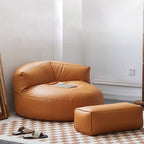 Sillón Decorativo Curvo Redondo EPS de Piel Sintética de Microfibra Escandinavo Contemporáneo con Respaldo para Sala de Estar