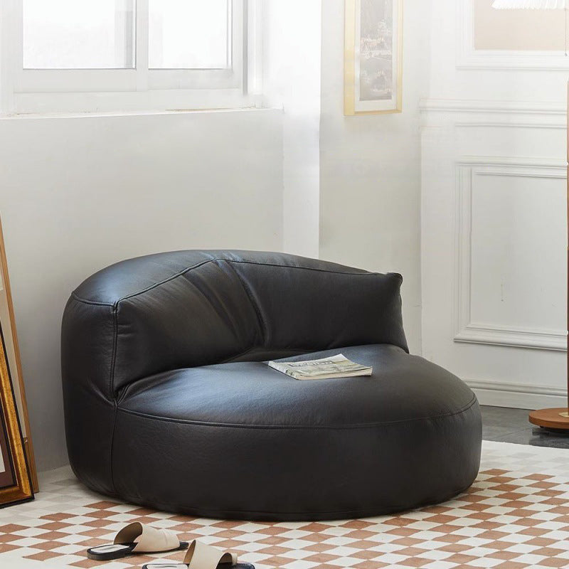 Sillón Decorativo Curvo Redondo EPS de Piel Sintética de Microfibra Escandinavo Contemporáneo con Respaldo para Sala de Estar