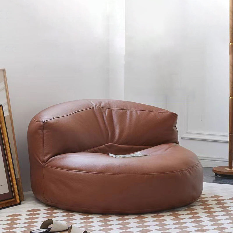 Sillón Decorativo Curvo Redondo EPS de Piel Sintética de Microfibra Escandinavo Contemporáneo con Respaldo para Sala de Estar