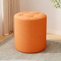 Modern Minimalist Round Solid Wood Leather Stool - Cat-Scratch Resistant - Ideal Living Room Accent