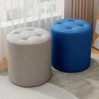 Modern Minimalist Round Solid Wood Leather Stool - Cat-Scratch Resistant - Ideal Living Room Accent