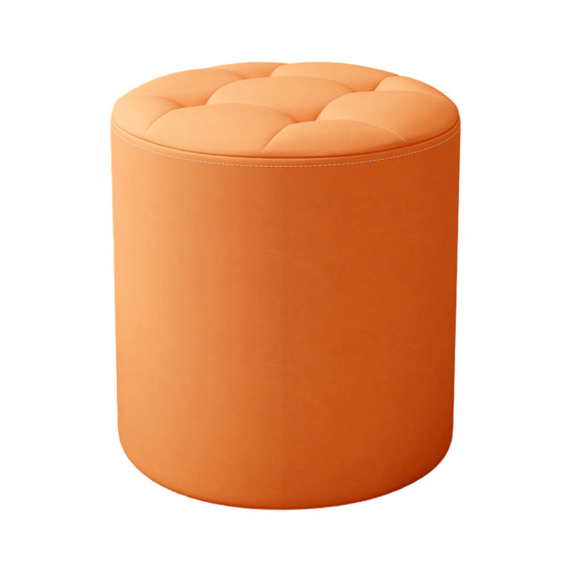 Modern Minimalist Round Solid Wood Leather Stool - Cat-Scratch Resistant - Ideal Living Room Accent
