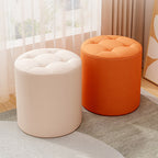 Modern Minimalist Round Solid Wood Leather Stool - Cat-Scratch Resistant - Ideal Living Room Accent