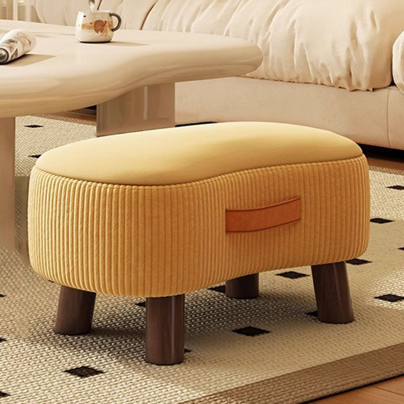 Contemporary Scandinavian-Inspired Low Stool with Solid Wood Frame and Soap-Shaped Cylinder Upholstery in Synthetic Fabric for the Living Room