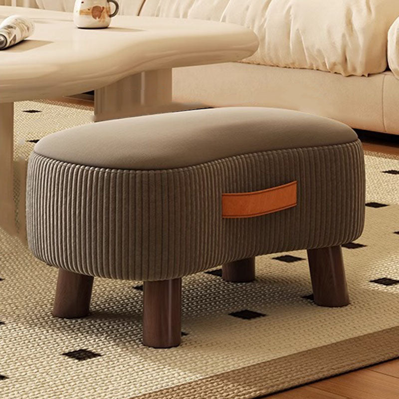Contemporary Scandinavian-Inspired Low Stool with Solid Wood Frame and Soap-Shaped Cylinder Upholstery in Synthetic Fabric for the Living Room