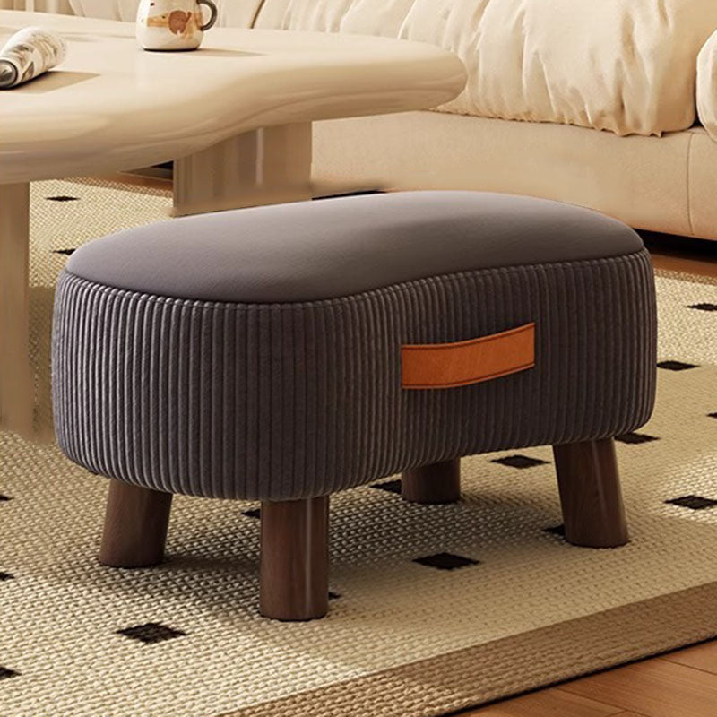 Contemporary Scandinavian-Inspired Low Stool with Solid Wood Frame and Soap-Shaped Cylinder Upholstery in Synthetic Fabric for the Living Room
