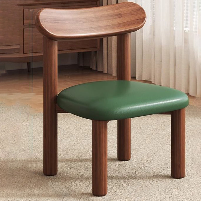 Traditional Chinese Faux Leather Curved Cylinder Stool with Pine Wood Backrest — Low, Stylish Living Room Seat