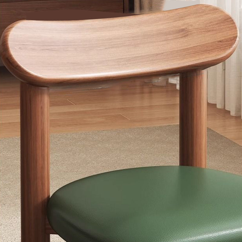 Traditional Chinese Faux Leather Curved Cylinder Stool with Pine Wood Backrest — Low, Stylish Living Room Seat