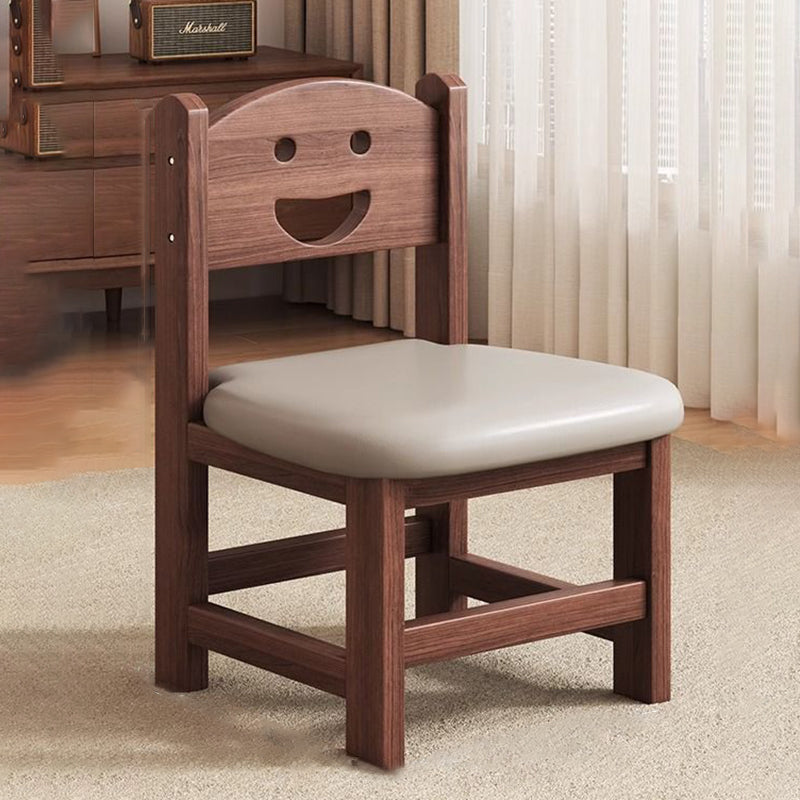 Traditional Chinese Faux Leather Curved Cylinder Stool with Pine Wood Backrest — Low, Stylish Living Room Seat