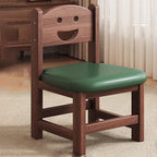 Traditional Chinese Faux Leather Curved Cylinder Stool with Pine Wood Backrest — Low, Stylish Living Room Seat