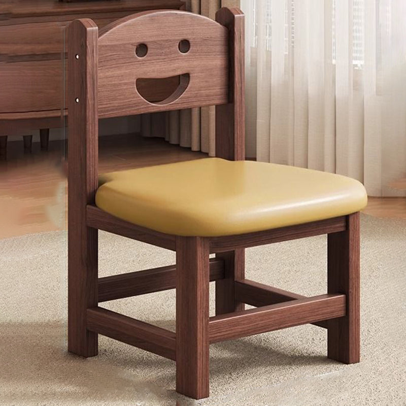 Traditional Chinese Faux Leather Curved Cylinder Stool with Pine Wood Backrest — Low, Stylish Living Room Seat