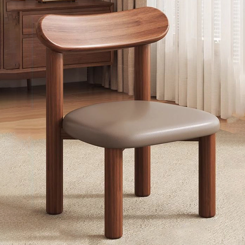 Traditional Chinese Faux Leather Curved Cylinder Stool with Pine Wood Backrest — Low, Stylish Living Room Seat