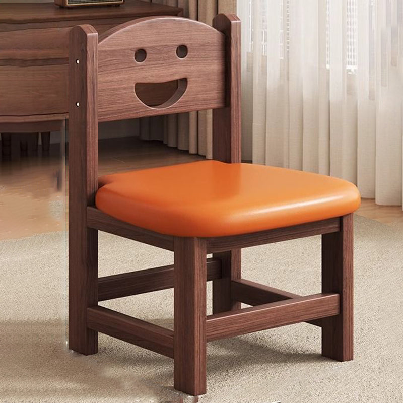 Traditional Chinese Faux Leather Curved Cylinder Stool with Pine Wood Backrest — Low, Stylish Living Room Seat