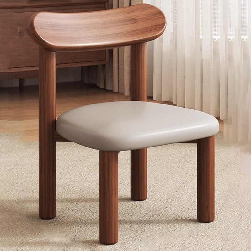 Traditional Chinese Faux Leather Curved Cylinder Stool with Pine Wood Backrest — Low, Stylish Living Room Seat