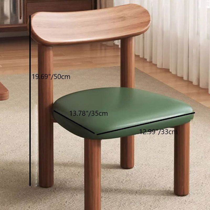 Traditional Chinese Faux Leather Curved Cylinder Stool with Pine Wood Backrest — Low, Stylish Living Room Seat