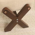 Sleek Modern Minimalist Rubberwood Linen X-Shaped Square Low Stool for Living Room