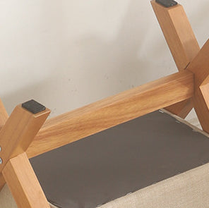 Sleek Modern Minimalist Rubberwood Linen X-Shaped Square Low Stool for Living Room