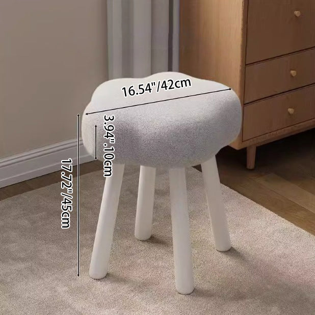 Modern Art Deco Sherpa Fabric Cloud-Round Low Stool in Solid Wood for Living Room