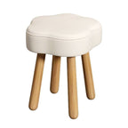 Modern Art Deco Sherpa Fabric Cloud-Round Low Stool in Solid Wood for Living Room