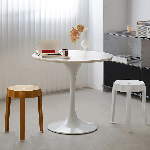 Modern Minimalist Petal-Shaped PP Stackable Stool - Low-Profile Seating for Living Room