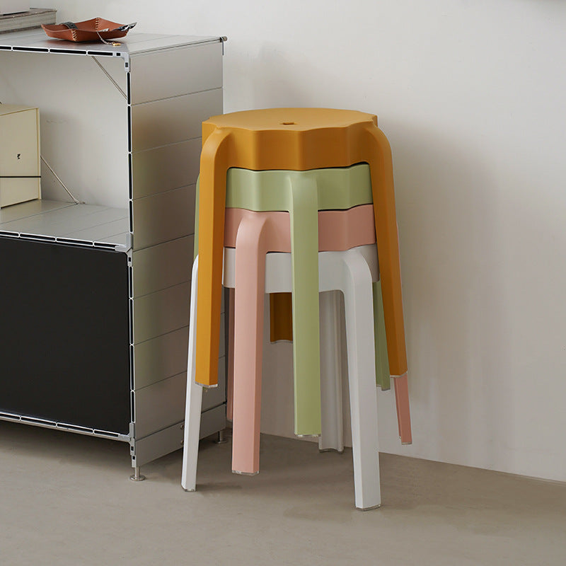Modern Minimalist Petal-Shaped PP Stackable Stool - Low-Profile Seating for Living Room