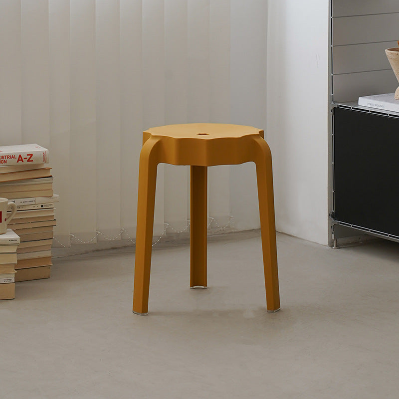 Modern Minimalist Petal-Shaped PP Stackable Stool - Low-Profile Seating for Living Room