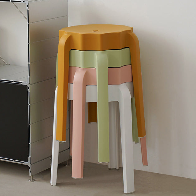 Modern Minimalist Petal-Shaped PP Stackable Stool - Low-Profile Seating for Living Room
