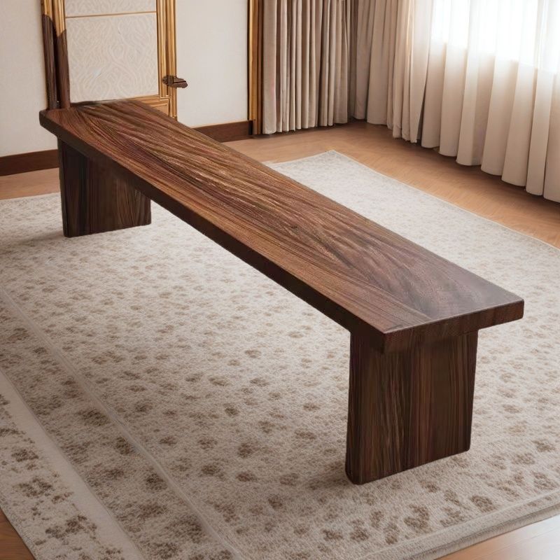 Traditional Chinese Pine Wood Rectangular Shoe Bench For Living Room