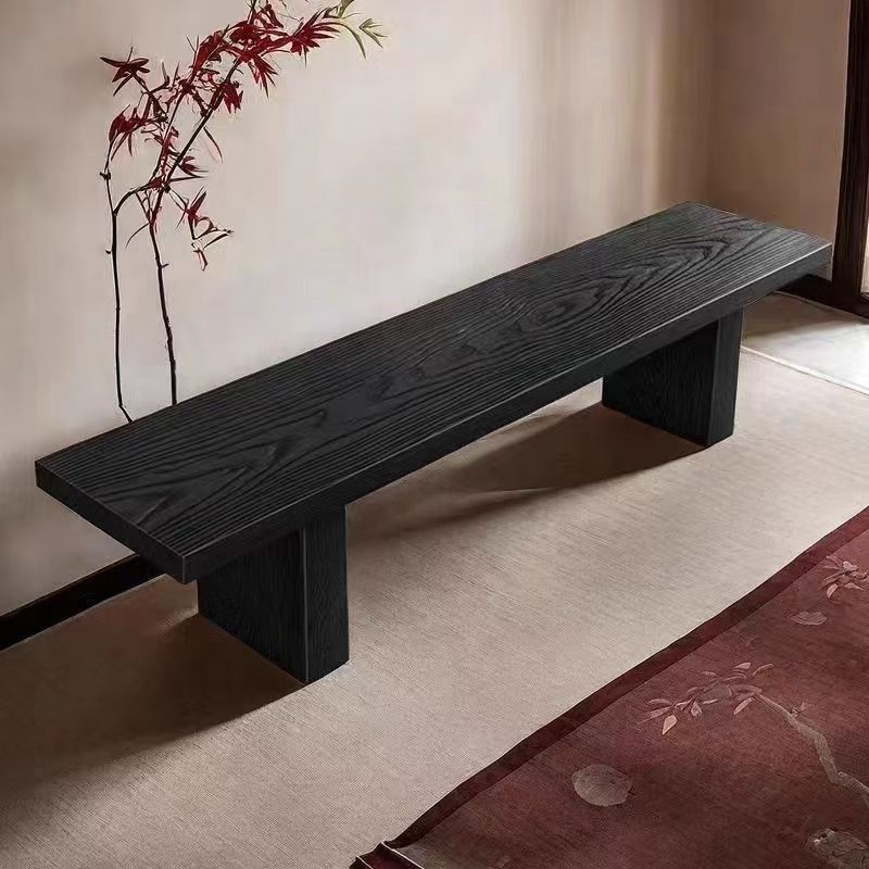 Traditional Chinese Pine Wood Rectangular Shoe Bench For Living Room