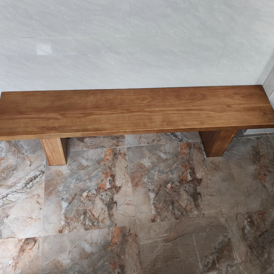 Traditional Chinese Pine Wood Rectangular Shoe Bench For Living Room