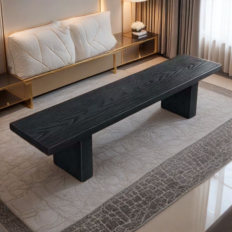 Traditional Chinese Pine Wood Rectangular Shoe Bench For Living Room