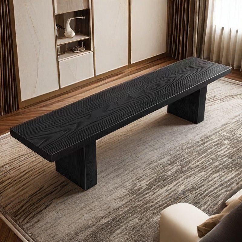 Traditional Chinese Pine Wood Rectangular Shoe Bench For Living Room