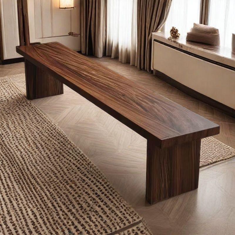 Traditional Chinese Pine Wood Rectangular Shoe Bench For Living Room