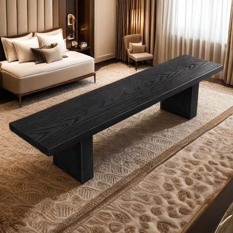 Traditional Chinese Pine Wood Rectangular Shoe Bench For Living Room