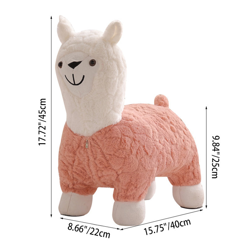Modern Art Deco Alpaca-Shaped Solid Wood Kids' Stool — Low-Profile, Silk-Floss Finish, Perfect for Living Rooms