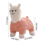 Modern Art Deco Alpaca-Shaped Solid Wood Kids' Stool — Low-Profile, Silk-Floss Finish, Perfect for Living Rooms
