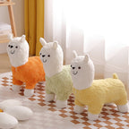 Modern Art Deco Alpaca-Shaped Solid Wood Kids' Stool — Low-Profile, Silk-Floss Finish, Perfect for Living Rooms