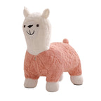 Modern Art Deco Alpaca-Shaped Solid Wood Kids' Stool — Low-Profile, Silk-Floss Finish, Perfect for Living Rooms