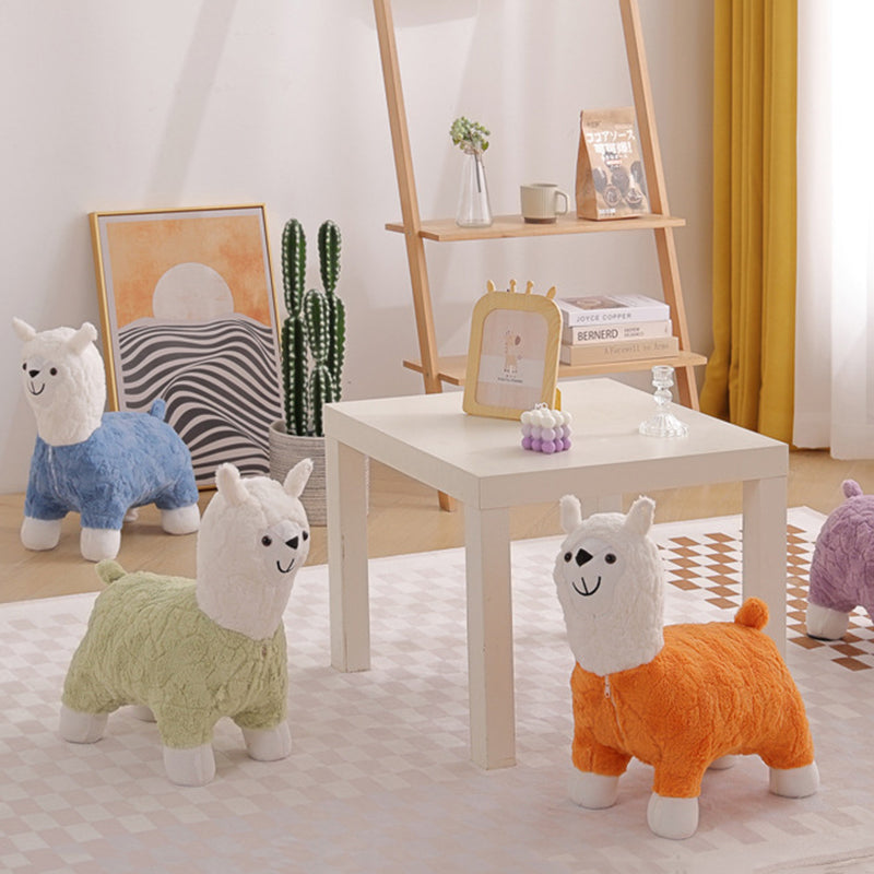 Modern Art Deco Alpaca-Shaped Solid Wood Kids' Stool — Low-Profile, Silk-Floss Finish, Perfect for Living Rooms