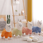 Modern Art Deco Alpaca-Shaped Solid Wood Kids' Stool — Low-Profile, Silk-Floss Finish, Perfect for Living Rooms