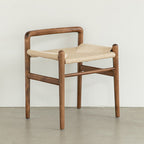 Traditional Chinese Kraft Paper Rope Rubberwood Low Stool with Backrest – Square Cylindrical Design for Living Room