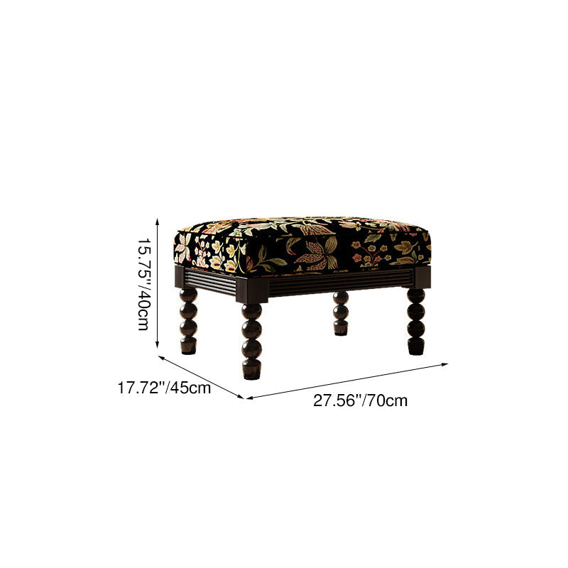 Elegante taburete bajo curvo cuadrado de madera de fresno con lino vintage tradicional para sala de estar