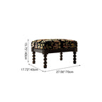 Elegante taburete bajo curvo cuadrado de madera de fresno con lino vintage tradicional para sala de estar