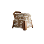 Traditional French Linen Stool with Solid Wood and Carbon Steel Frame — Square Cylindrical Low Seat for Living Room