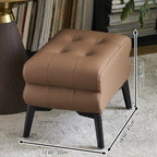 Modern Luxury Pet-Friendly Low Stool with Scratch-Resistant Leather & Pine Wood — Rounded Square Design for Living Room