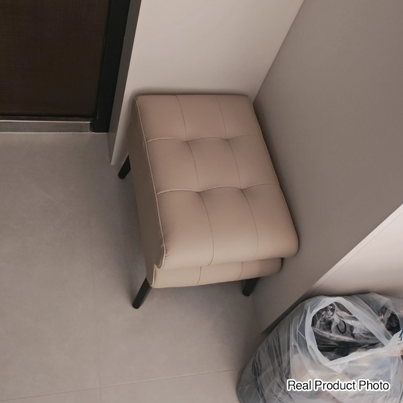 Modern Luxury Pet-Friendly Low Stool with Scratch-Resistant Leather & Pine Wood — Rounded Square Design for Living Room