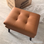 Modern Luxury Pet-Friendly Low Stool with Scratch-Resistant Leather & Pine Wood — Rounded Square Design for Living Room